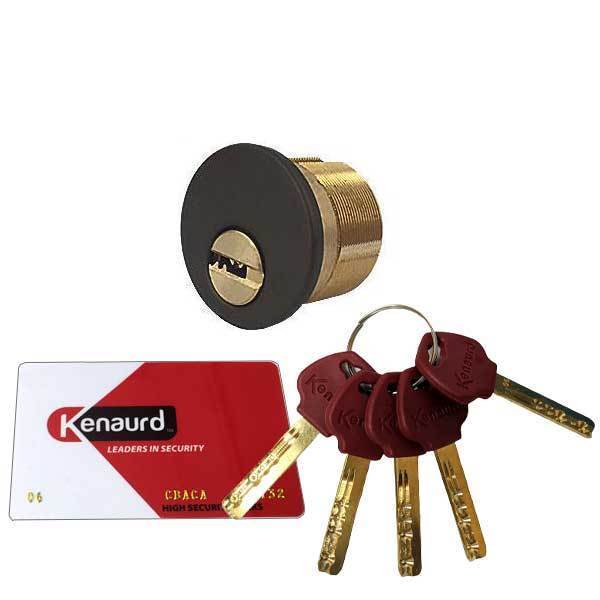 Kenaurd Kenaurd: HighSecurity 1-1/4" Mortise - Black 10B - #06 Keyway - 5 Keys KHMC03-10B